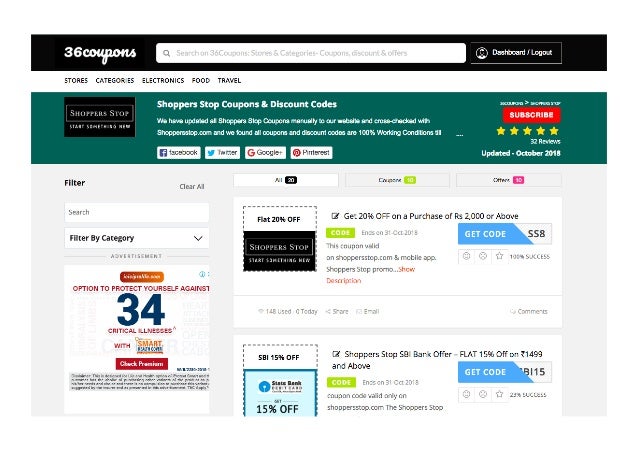 shoppers stop new user coupon