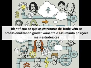 Identificou-se que as estruturas de Trade vêm se
profissionalizando gradativamente e assumindo posições
mais estratégicas
 