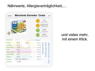 Natürlich gib es zu jedem Produkt… weitere Informationen, Bewertungen und Erfahrungen von anderen Mitgliedern, … zurück   Marinierte Garnelen  Costa  vor Ökologisch Tierschutz Sozial Kundenfeedback **** * Alternativen/ Angebote 01.02.09  Anke   **** :  Die Garnelen an sich schmecken kein bisschen fischig, im Gegenteil, sie sind sehr zart aber von Aussen trotzdem knusprig. Sie sind pikant, aber nicht zu scharf mariniert. Man  schmeckt  den Chili, andererseits schmeckt man aber auch den süßen Part etwas raus. Auch die Zubereitung ist kein Problem, Den Preis halte ich ebenfalls für angemessen! Einzig hat mich das Spritzen des Fetts etwas gestört, aber da kann ja keiner was für! 28.02.09 Peter  **** *:  Meine persönliche Meinung von diesem Produkt:Ziemlich gut gemacht. Ich bin nun nicht der Extrem-Fisch-Esser, der sich das gleich zwei mal pro Woche einverleibt, aber ich finde, daß das Costa-Produkt recht nahe am Original liegt. Zumindest schmecke ich kaum einen Unterschied zu dem Essen in einem großen Bremer Fisch-Laden. (12) 