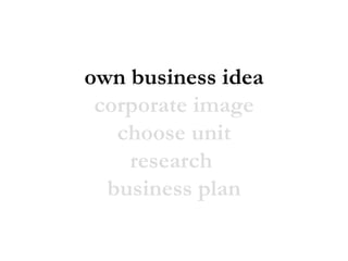 own business idea corporate image choose unit research  business plan 