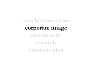own business idea corporate image choose unit research  business plan 