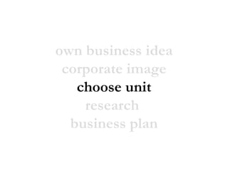 own business idea corporate image choose unit research  business plan 