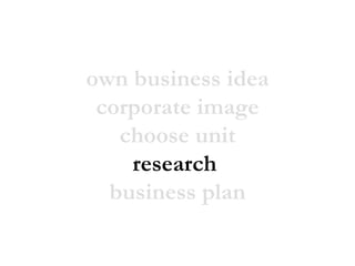own business idea corporate image choose unit research  business plan 