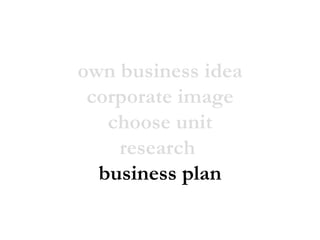 own business idea corporate image choose unit research  business plan 