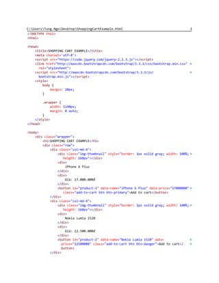 Shopping Cart Example (HTML + Javascript) | PDF