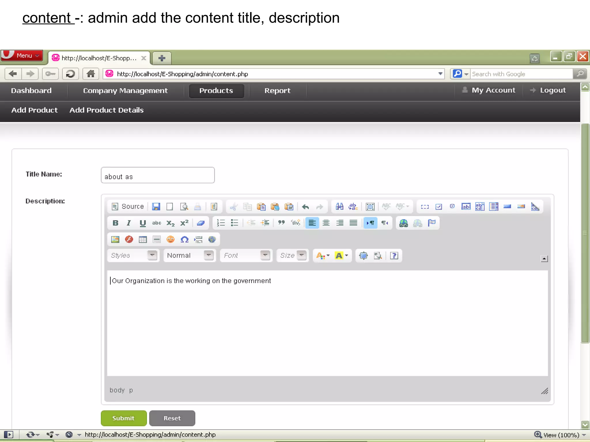 content -: admin add the content title, description




                                                      24
 