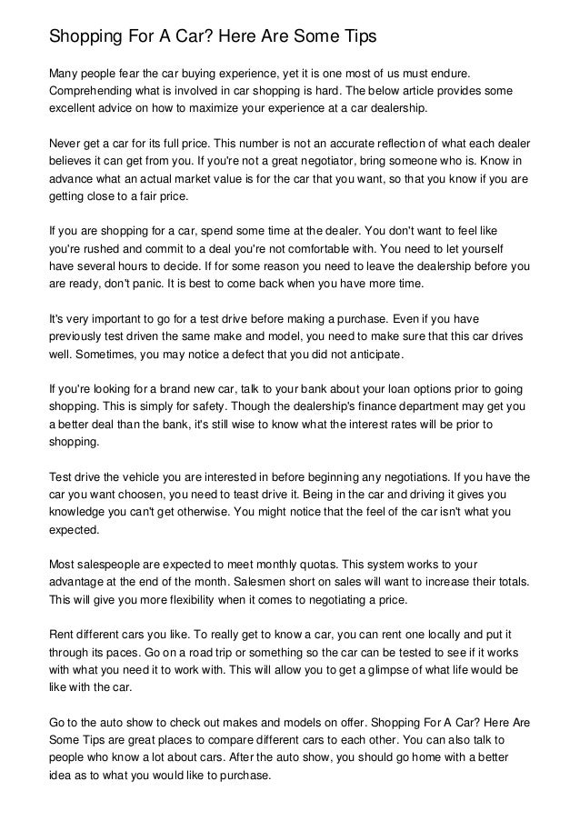Shopping For A Car Here Are Some Tips Shopping For A Car Here Are Some Tips