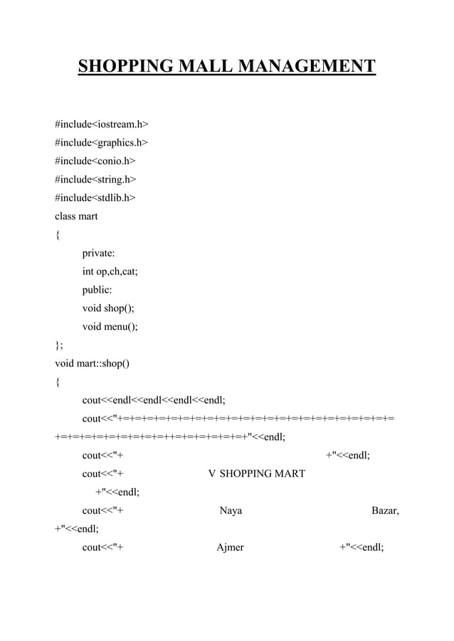Shopping mall management | PDF | Programming Languages | Computing