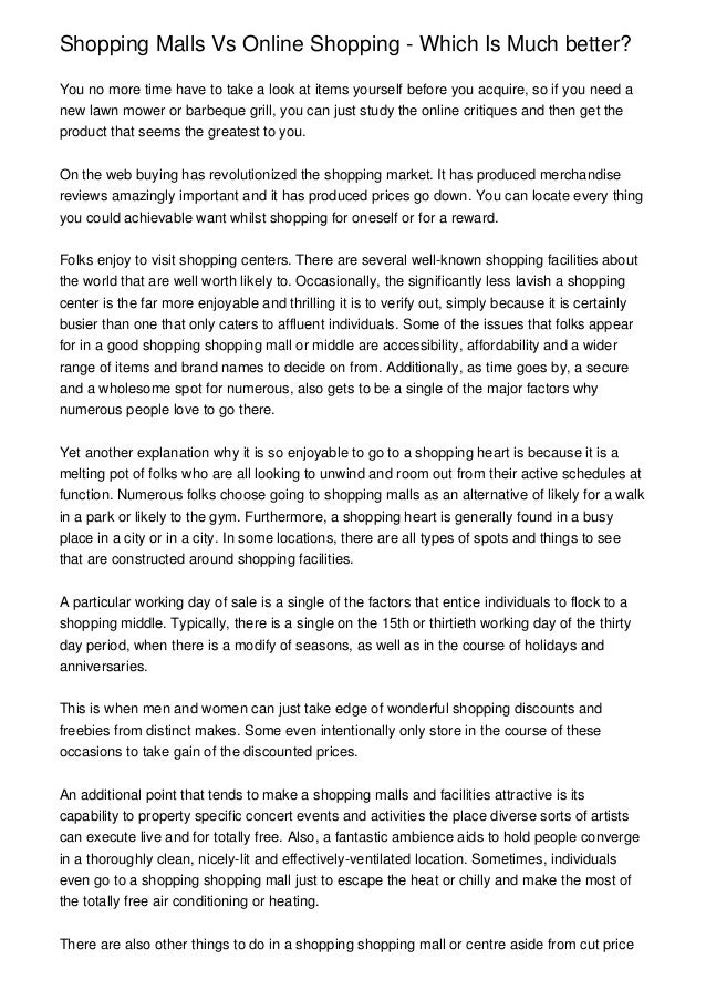 Shopping Malls Vs Online Shopping Which Is Much better?