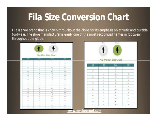 Fila Slides Size Chart