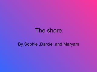 The shore By Sophie ,Darcie  and Maryam 