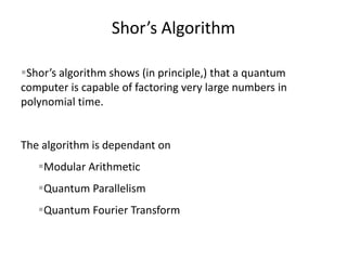 Shor’s algorithm the ppt | PPTX