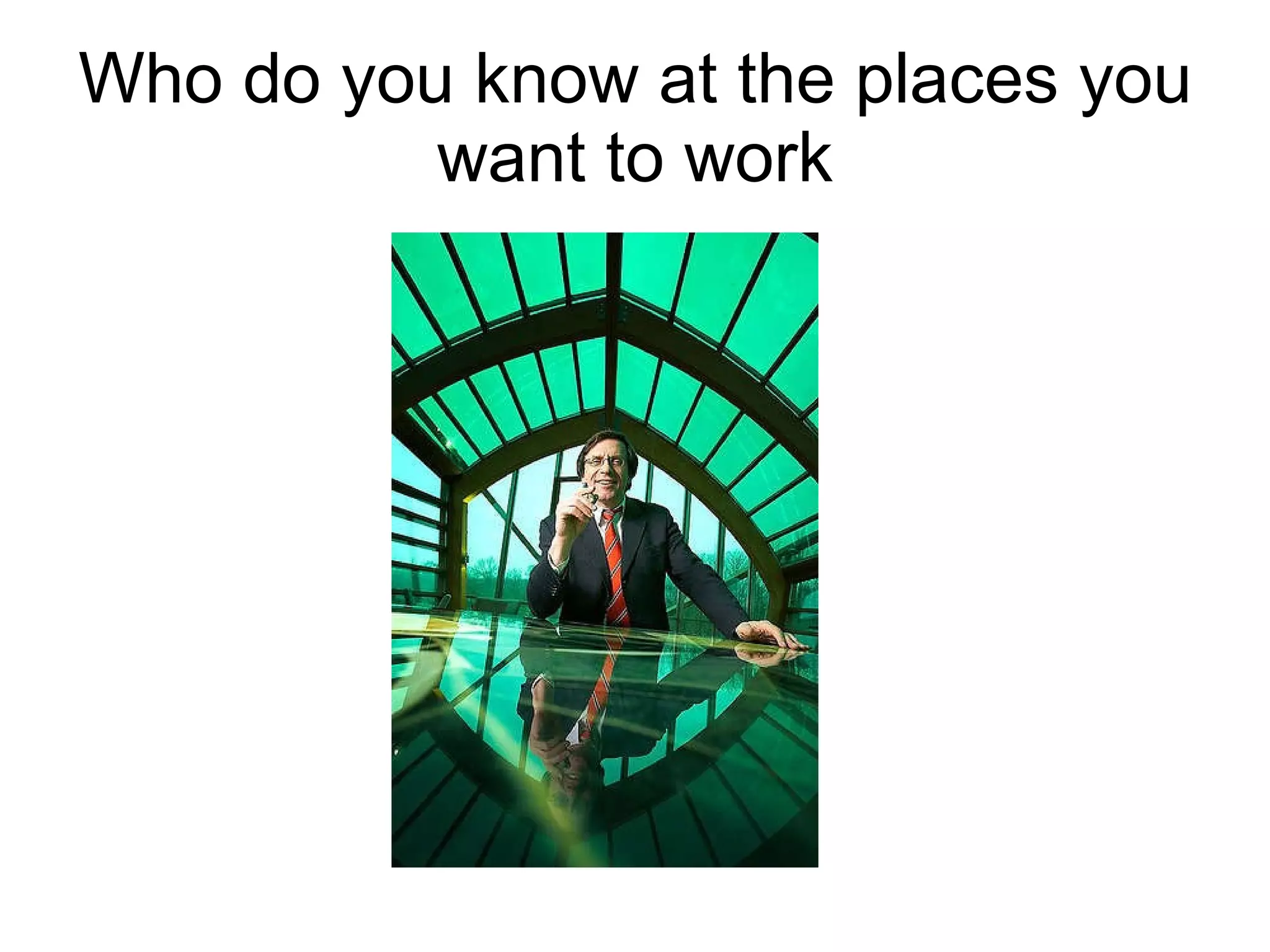 (Who) Networking List Friends Relatives Former Employees Former Co-Workers Service Provides Professional Organizations 