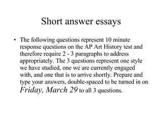 Short answer essays ,[object Object]