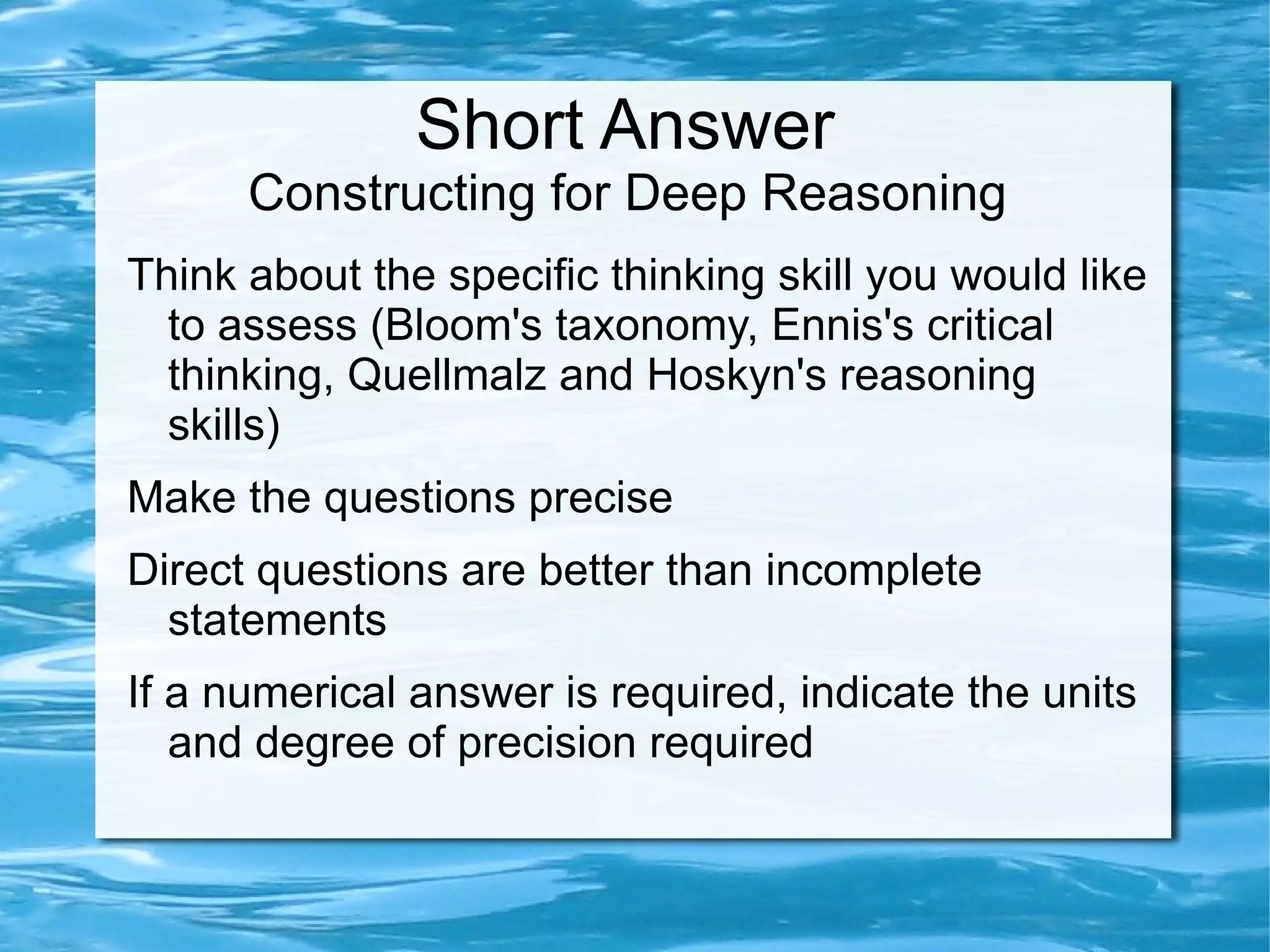 short descriptive or qualitative answers, diagrams with explanation 