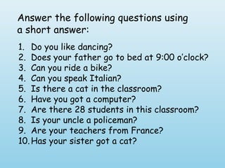 Make Short Answer Short answers | PPT
