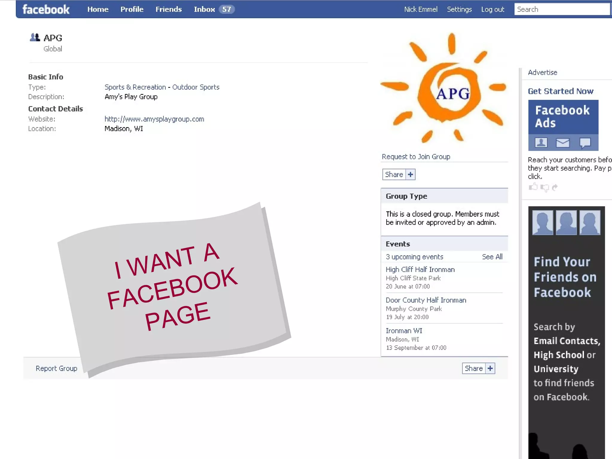 I WANT A FACEBOOK PAGE