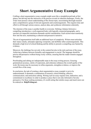 Short Argumentative Essay Example | PDF