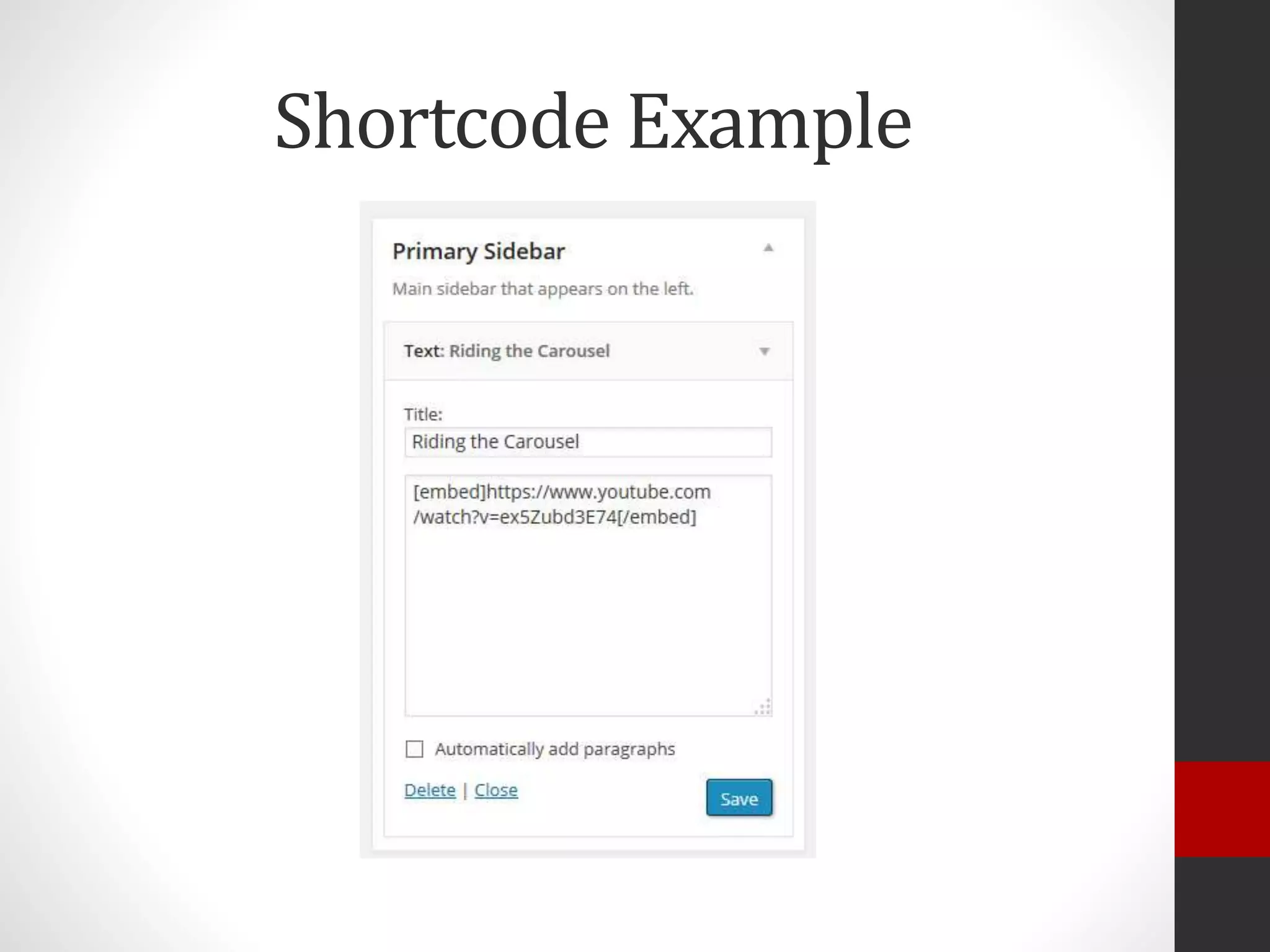Shortcode Example
 