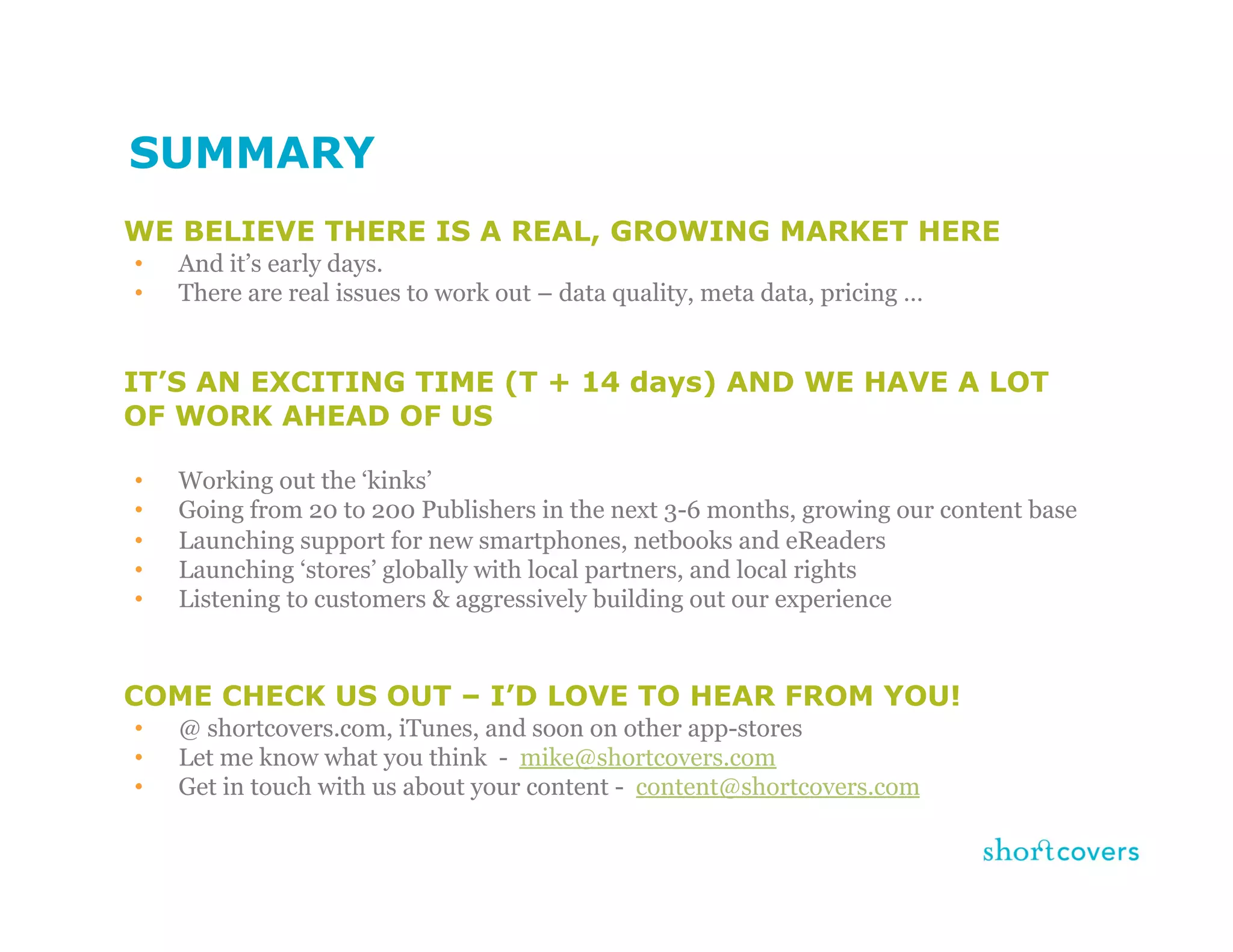 Shortcovers - Michael Serbinis - BookNet Canada Tech Forum 09