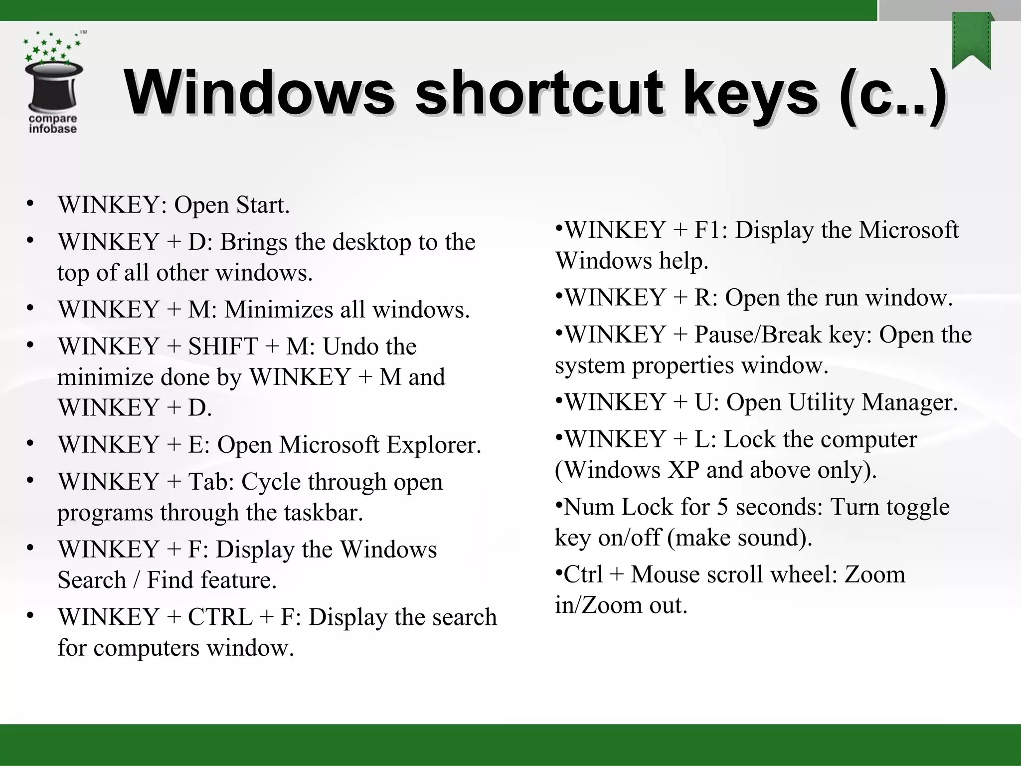All about shortcut keys | PPT