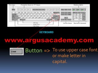 To use upper case font 
or make letter in 
capital. 
Button => 
 