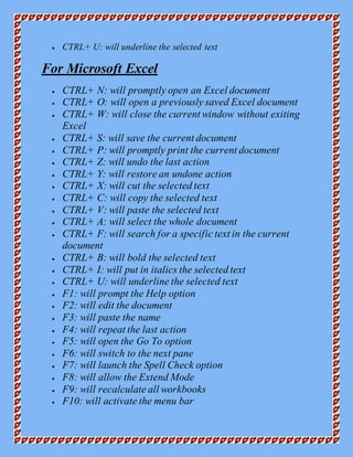 Shortcut keys of windows operating system and windows | DOCX