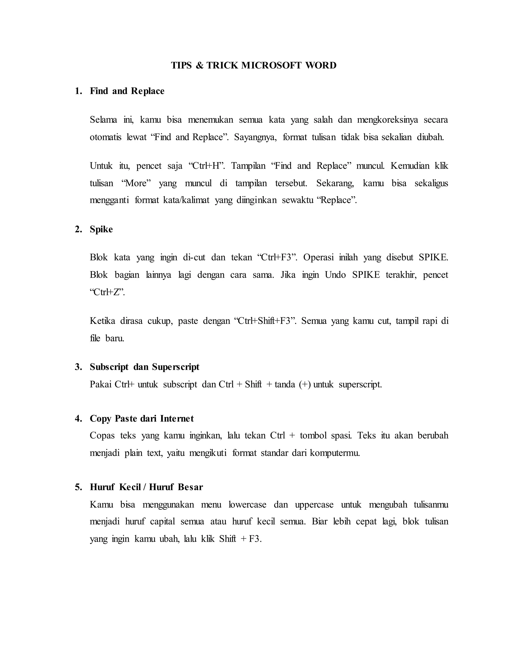 Tips Examples Word File Tips & Trick Microsoft Word | DOCX