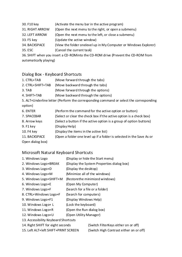 Shortcuts