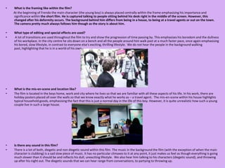 In the opening of the film the establishing shot is of the road that Mitch is travelling down, this represents freedom through the open road, implying the plot and location as a big part of American culture, is the idea of freedom. UNNOTICISED LOVE