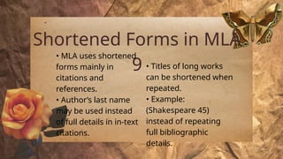 Point Form How Long Writing Short forms, Font and Point size in MLA 9th Edition.pptx
