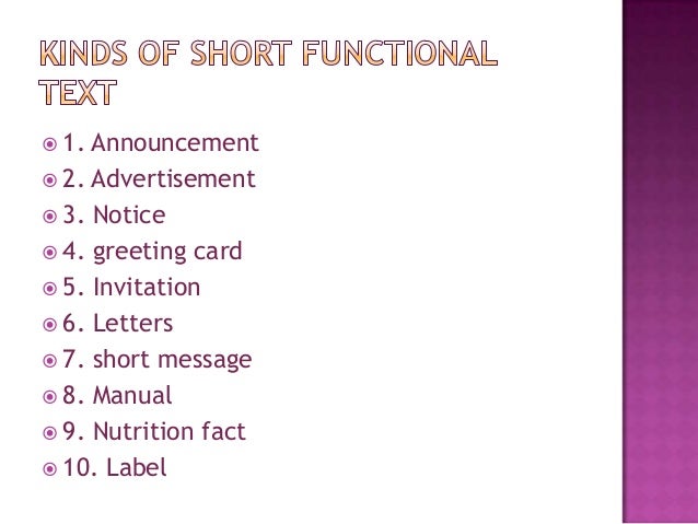 Short functional text