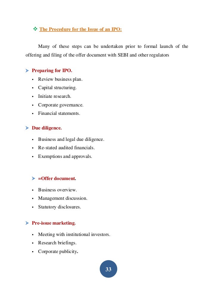 Steps to launch ipo