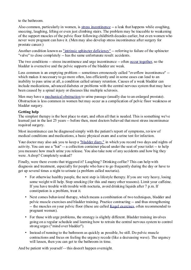 Short note on urinary incontinence disease