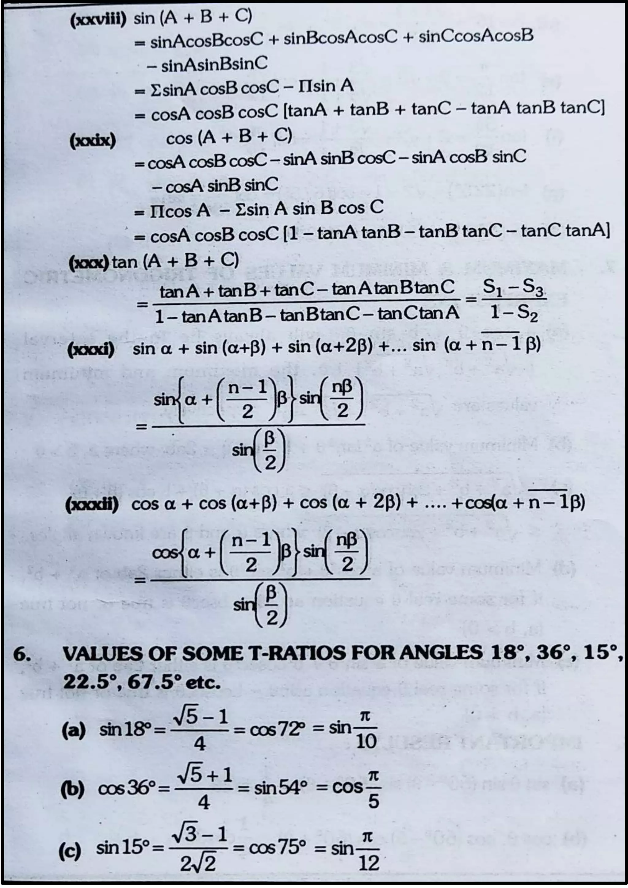 Short Notes for Trigonometric ratios and identities with formula and ...