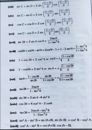 Short Notes for Trigonometric ratios and identities with formula and ...