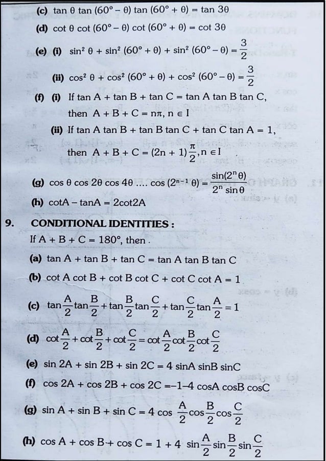 Short Notes for Trigonometric ratios and identities with formula and ...