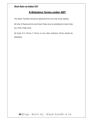 Short notes on indian gst | PDF