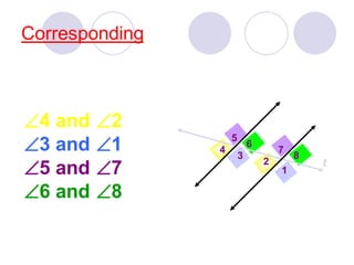 Corresponding
1
2
3
4
5
6
7
8
t
4 and 2
3 and 1
5 and 7
6 and 8
 