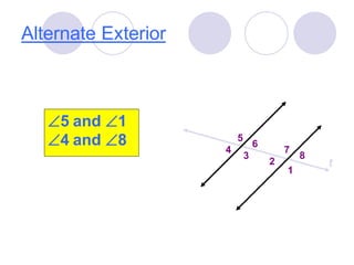 Alternate Exterior
5 and 1
4 and 8
1
2
3
4
5
6
7
8
t
 