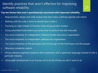 Overview of software reliability engineering | PPTX