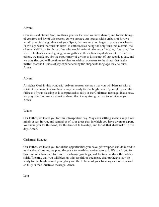 Includes Elements In A Dinner Prayer Who Gives The Prayer Sample