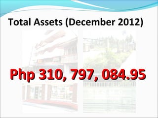 Total Assets (December 2012)

Php 310, 797, 084.95

 