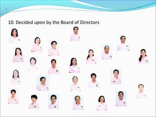 10. Decided upon by the Board of Directors

 