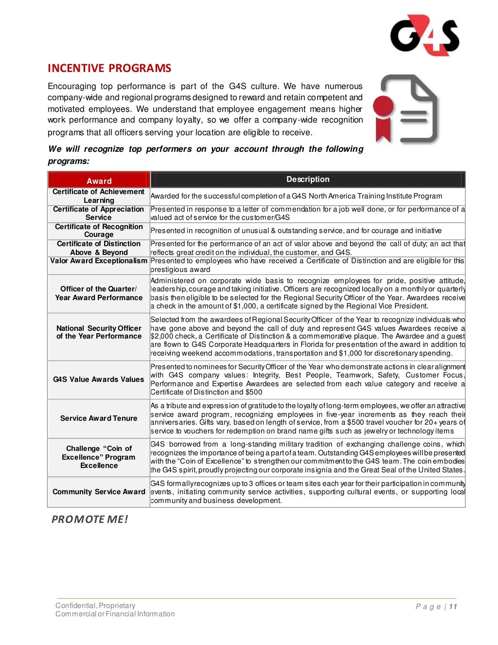 G4S Security Officer Training and Benefits Proposal