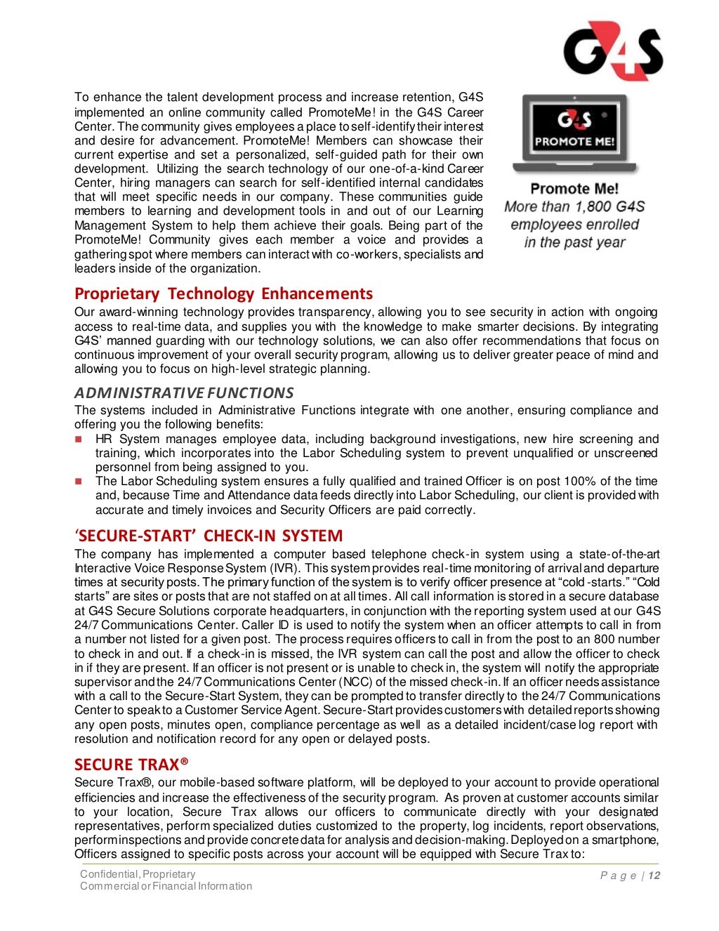 G4S Security Officer Training and Benefits Proposal