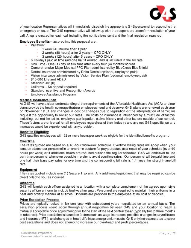 G4S Security Officer Training and Benefits Proposal