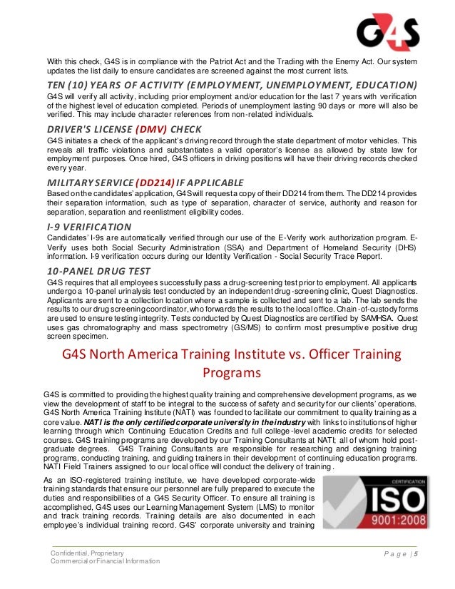 application for employment as a security officer