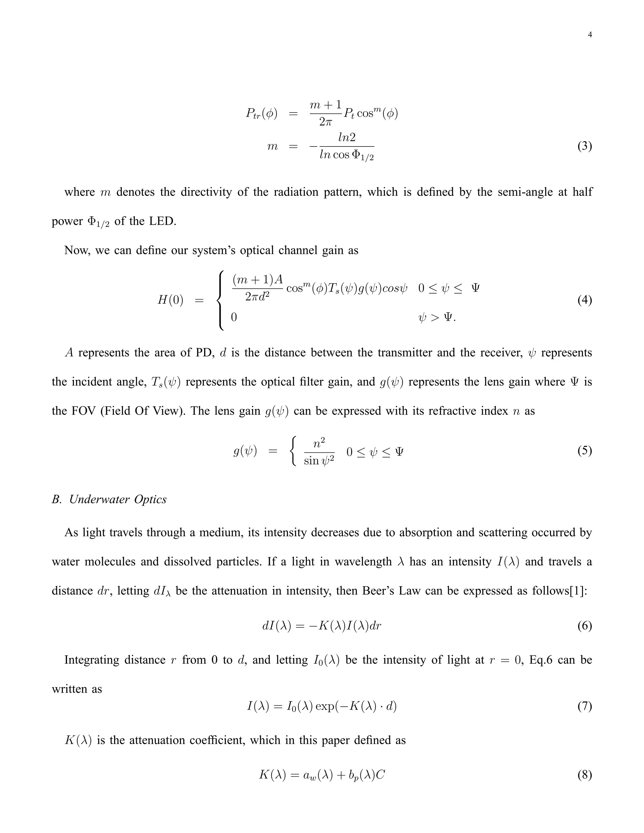 Short Range Underwater Communication Using Visible Led