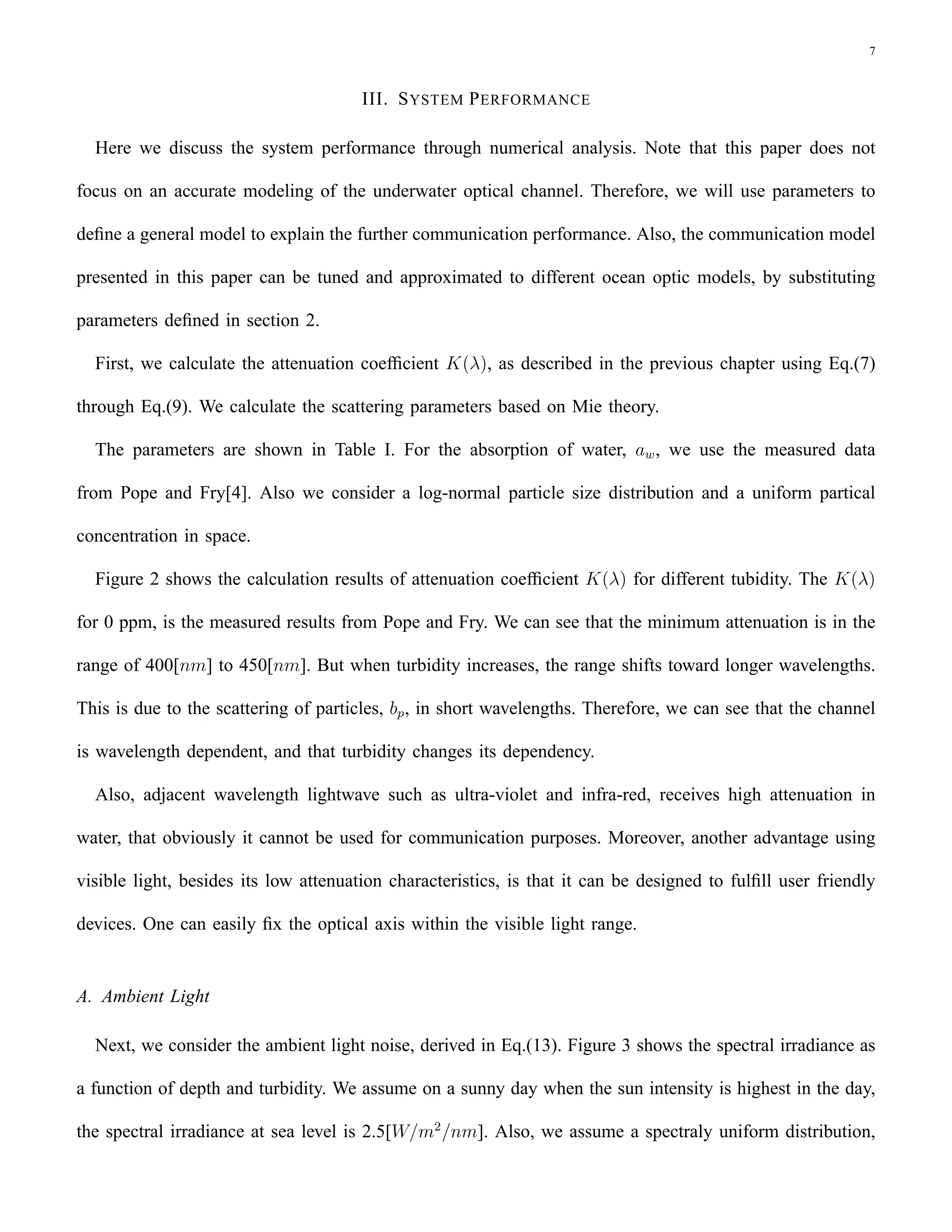 Short Range Underwater Communication Using Visible Led